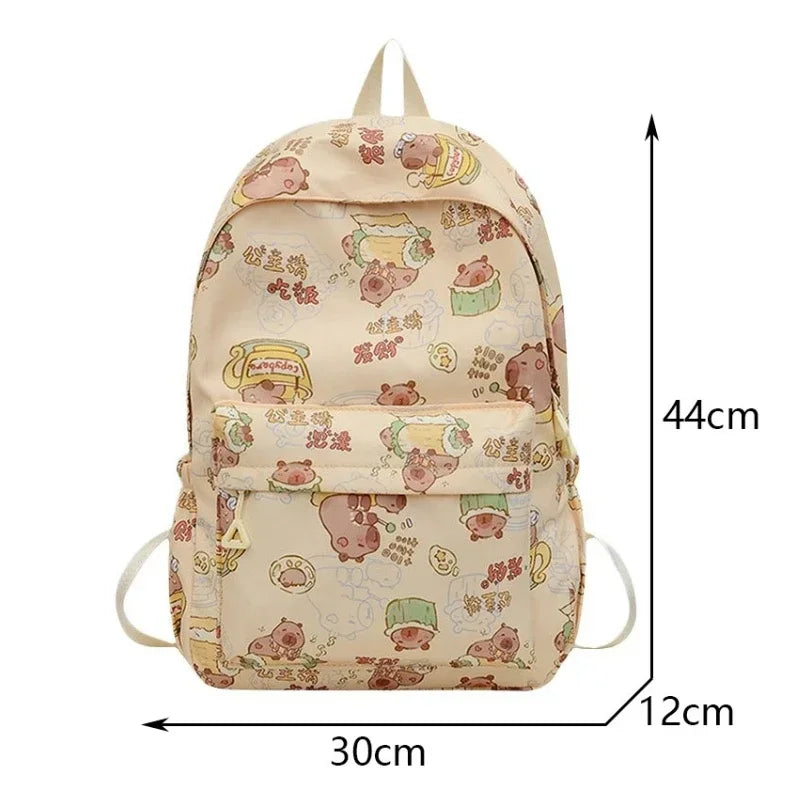 Capybara Campus Buddy – Kawaii Cartoon Laptop Backpack with Room to Spare!
