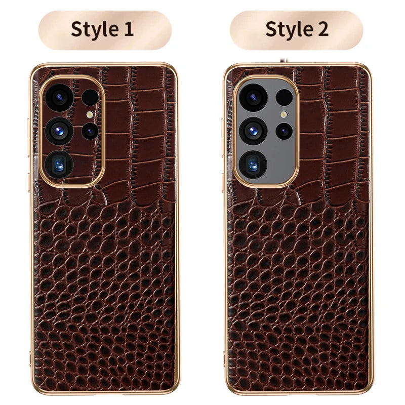 Genuine Cowhide Leather Phone Case for Samsung Galaxy S 25 S24 Ultra S25 Plus Luxury Back Cover