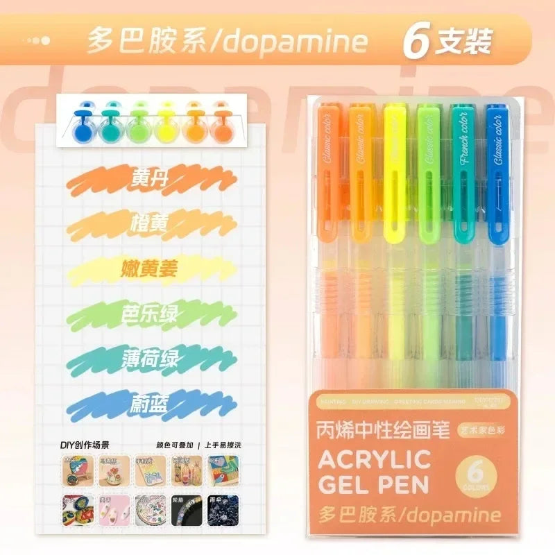 36/12 Colors Acrylic Gel Pen 1.0mm Large Capacity Student Writing Pen Painting Drawing Office School Supplies Stationery