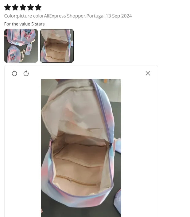 Lilo & Stitch Cartoon Backpack Set – 3-Piece Schoolbook Combo with Lunch Bag for Kids & Teens