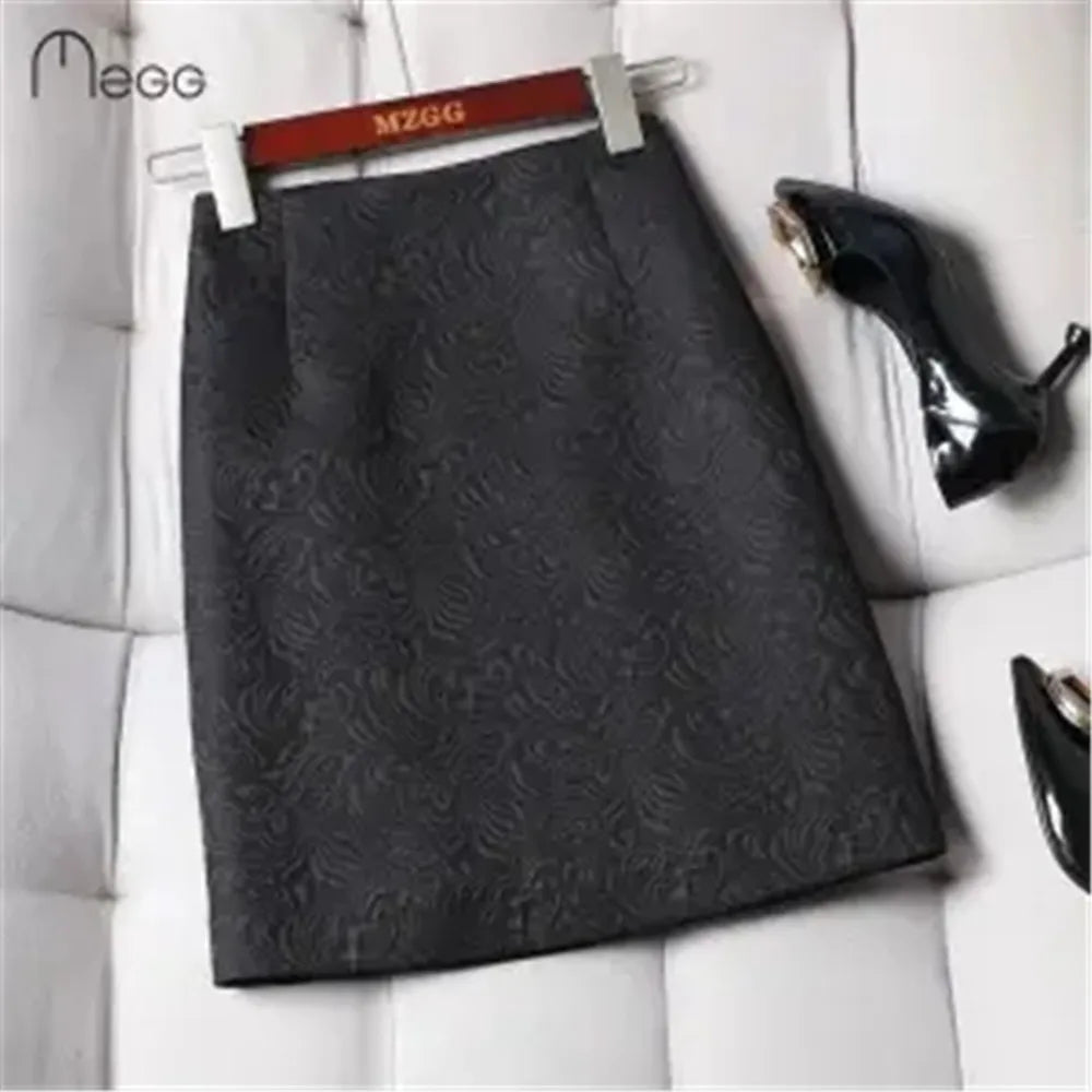 2024 Korean Style Spring Summer New Jacquard Commuting Skirt Temperament Short Skirts Womens High Waist Slim White A-Line Skirt