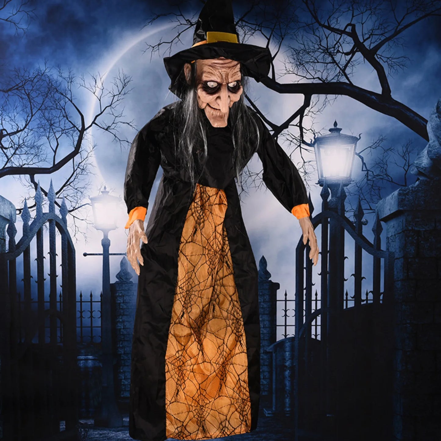 Halloween Witch Ghost Decor Horror Pendant Glowing Prank Props Electric Toys Haunted House Bar Club Home Festival Decoration