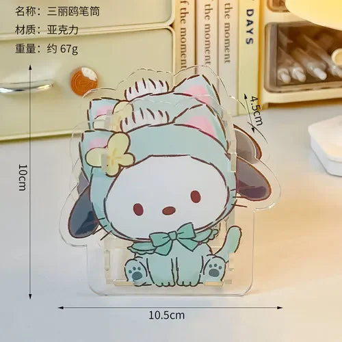 Sanrio Acrylic Pen Holder – Transparent, Cute & Multifunctional Desk Organizer for Kids’ Stationery & School Supplies