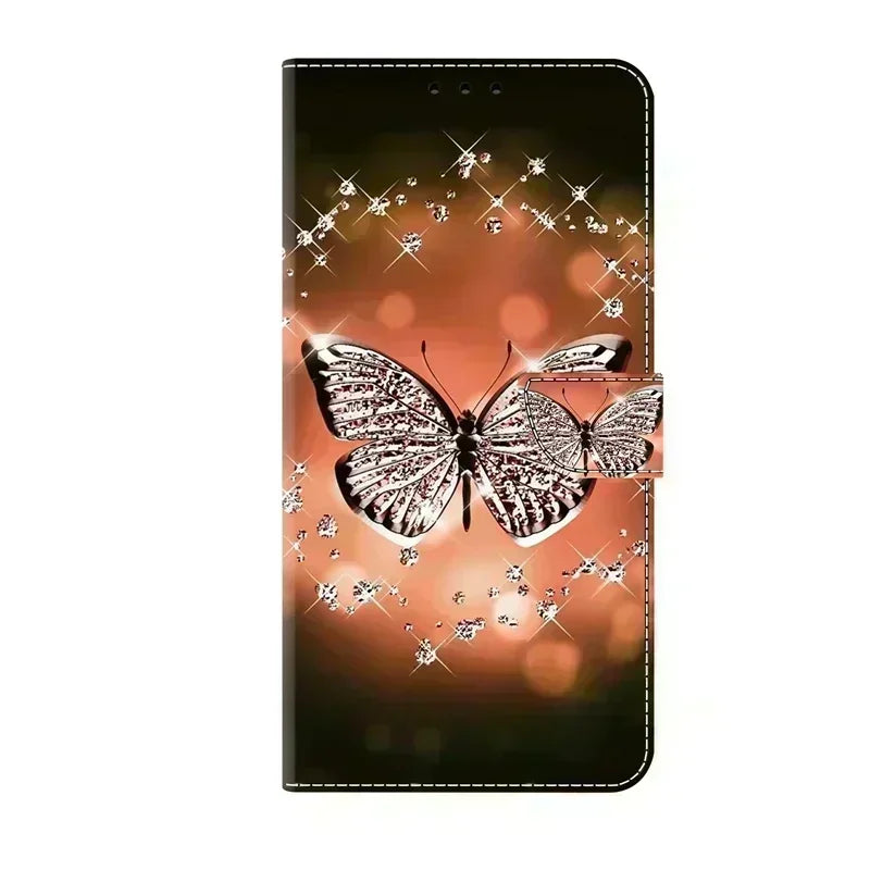 For Samsung S24 FE SM-S721B Case Painted Pattern Wallet Flip Book Cover on For Samsung Galaxy S 24 FE S24FE SM-S721N Case Fundas
