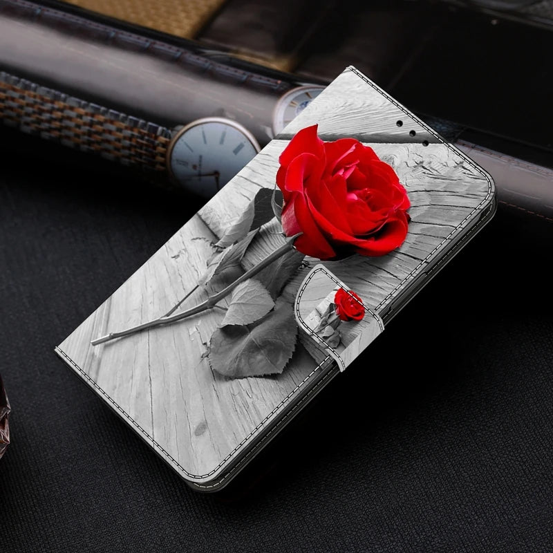 For Samsung S24 FE SM-S721B Case Painted Pattern Wallet Flip Book Cover on For Samsung Galaxy S 24 FE S24FE SM-S721N Case Fundas