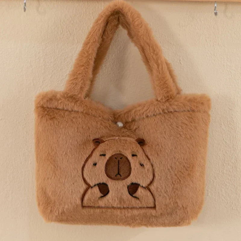 Capybara Plush Backpack – Cozy Capybara Style with All-Match Fur & Roomy School Charm!