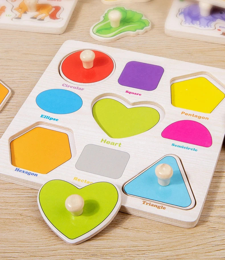 Montessori Baby Toys Wooden 3d Puzzle Cartoon Animal Intelligence Jigsaw Puzzle Early Learning Educational Toys for Children