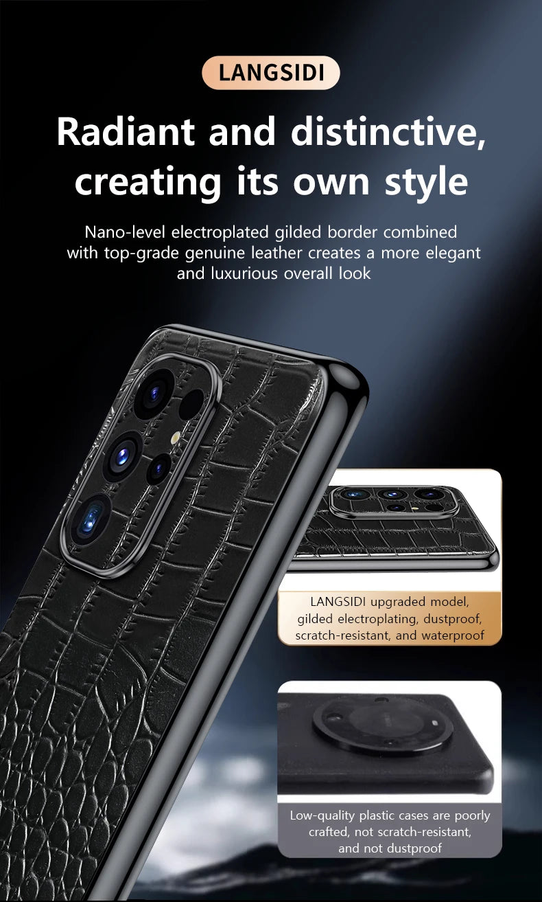 Genuine Cowhide Leather Phone Case for Samsung Galaxy S 25 S24 Ultra S25 Plus Luxury Back Cover