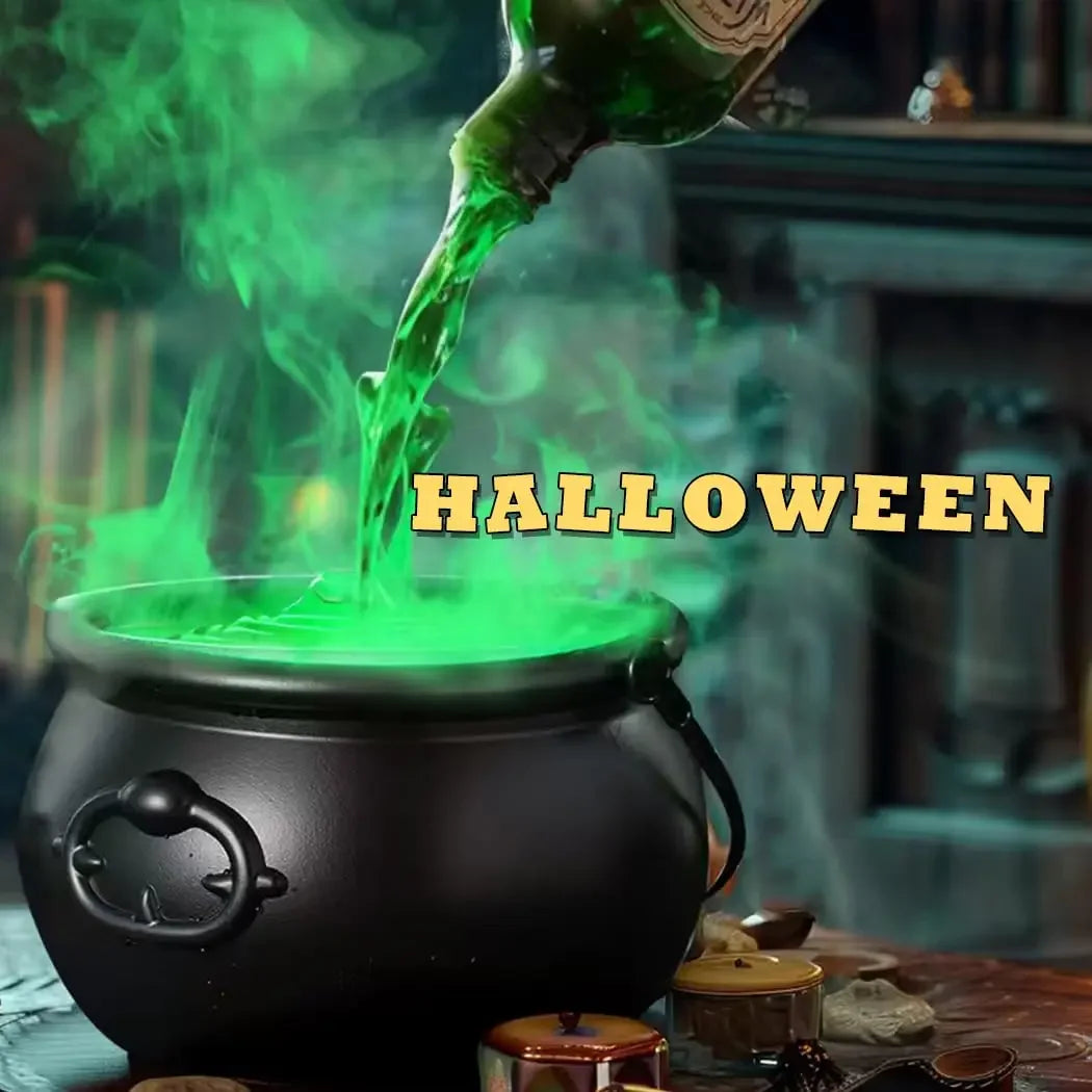 Halloween WitchCauldron with LED Light & Fog Mist Maker  Skeleton Decor for Spooky Hocus Pocus Party, Home, Halloween Party