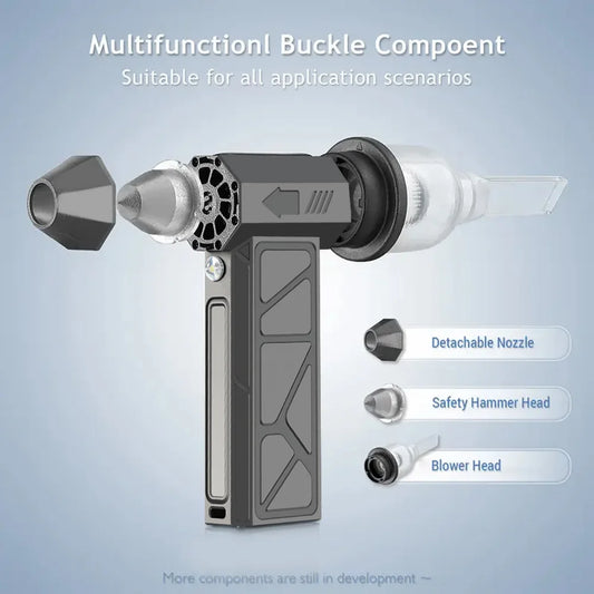 2-in-1 Blower & Vacuum, 4-Speed/Dual Magnetic Nozzles with LED & Type-C Fast Charge for Yard/BBQ/Hair/PC Use