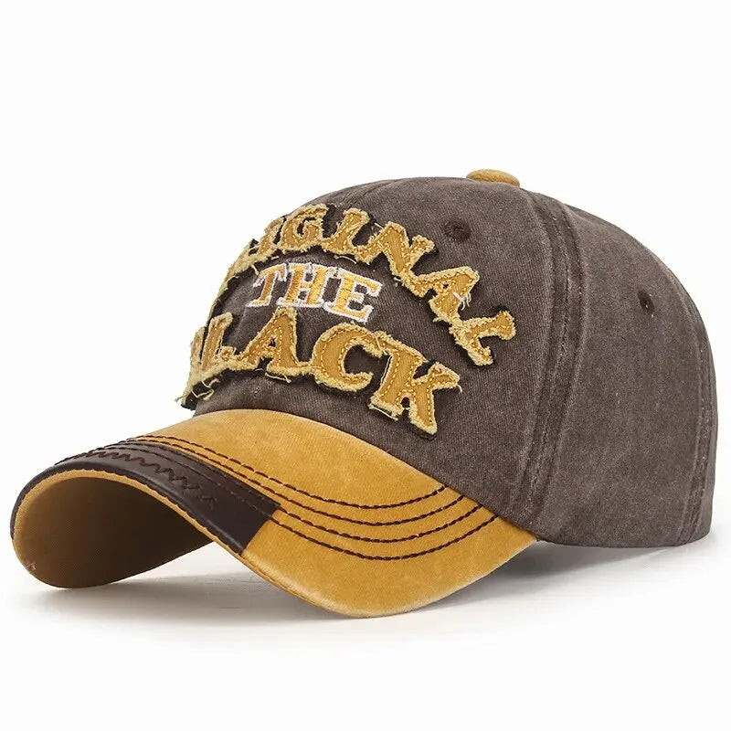 New Cotton Coated Outdoor Sports Wash Baseball Cap Embroidery Patch Black Letter Sunscreen Sunshade Hat Spring And Autumn
