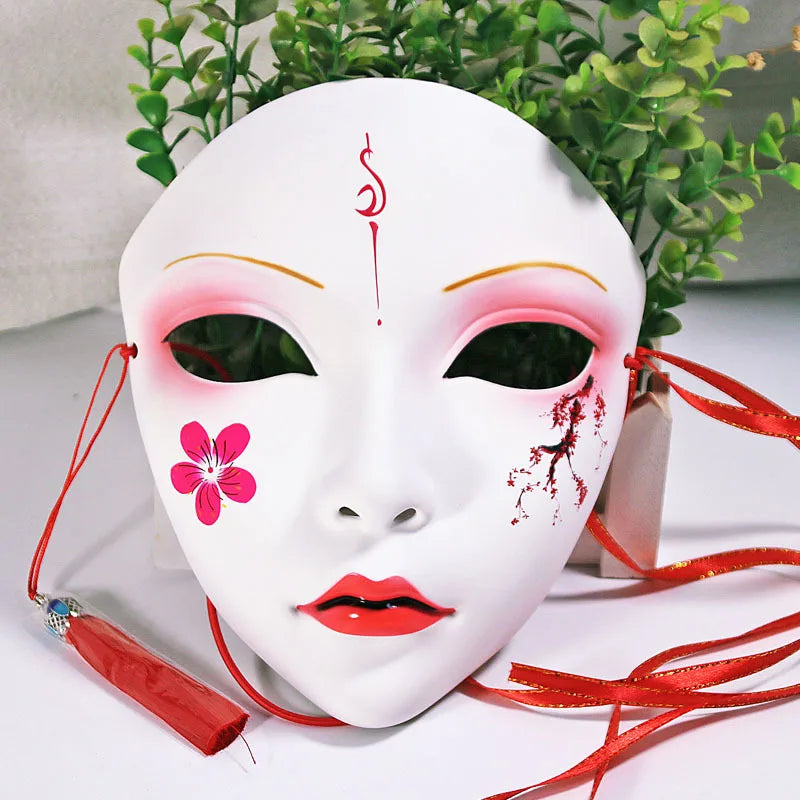 Halloween Animist Adult Party Mask Full Face Chinese Style Hand-Painted Decoration Masquerade Hanfu Accessories Party Decor