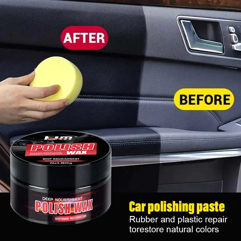 Ultimate Car Care Kit: Crystal Plating Polish, Black Dashboard Wax, Tire Shine & Faux Leather Seat Conditioner
