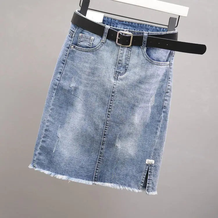 Female Jeans Skirts Coquette Chubby Midi Women's Denim Skirt Sexy New in Vintage Aesthetic Y2k 2024 Trend Summer A Line Casual V