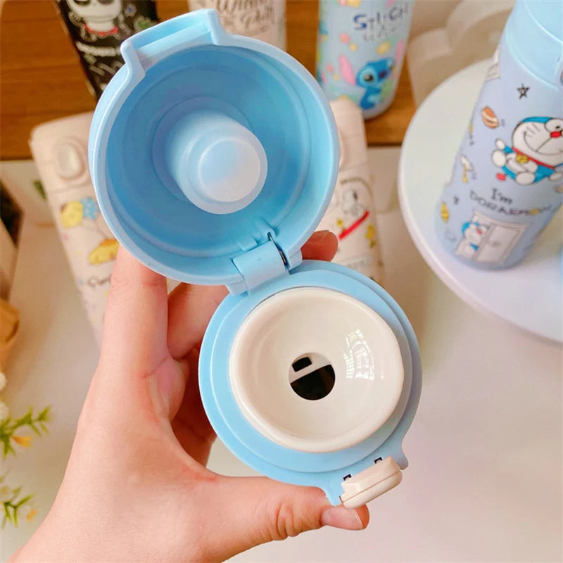 MINISO 420ML Cartoon Thermos – Cute Stainless Steel Water Bottle for Students, Girls & Kawaii Stationery Fans