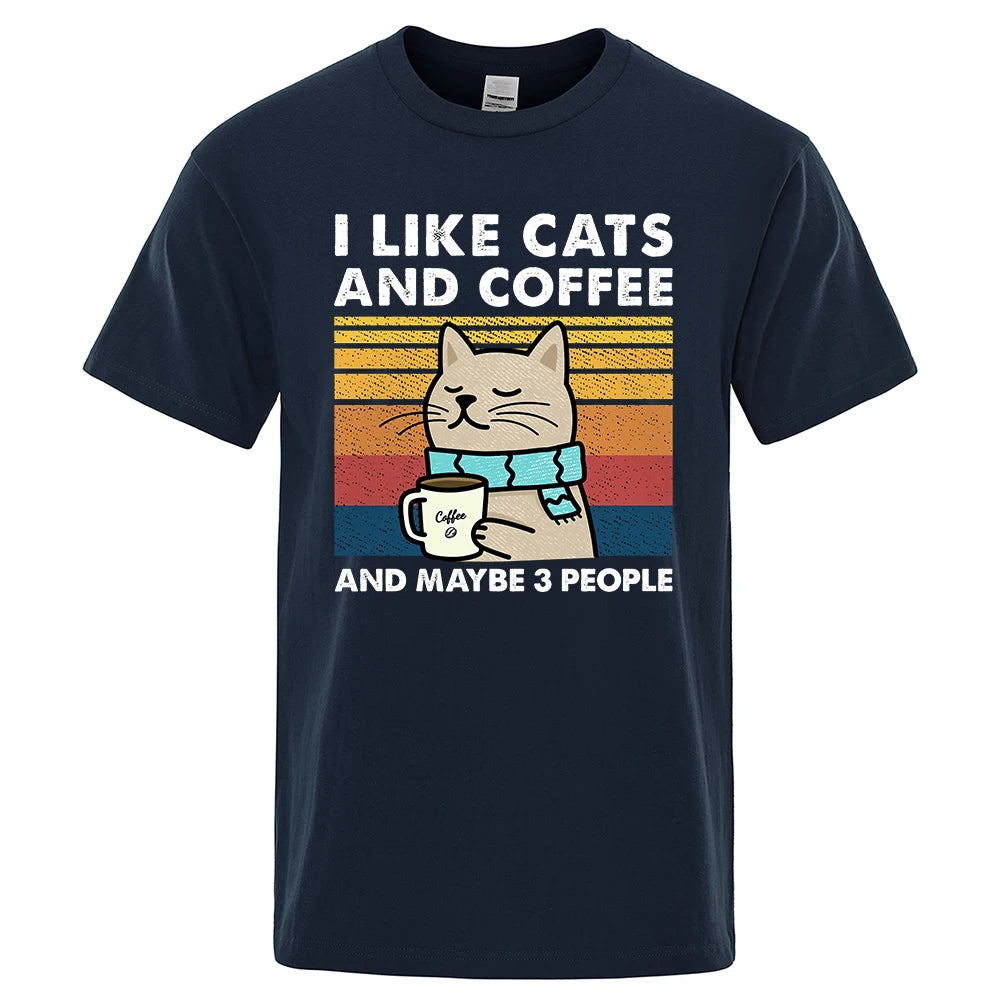 Cats, Coffee & Chill – Funny Street Tee for Everyday Vibes!