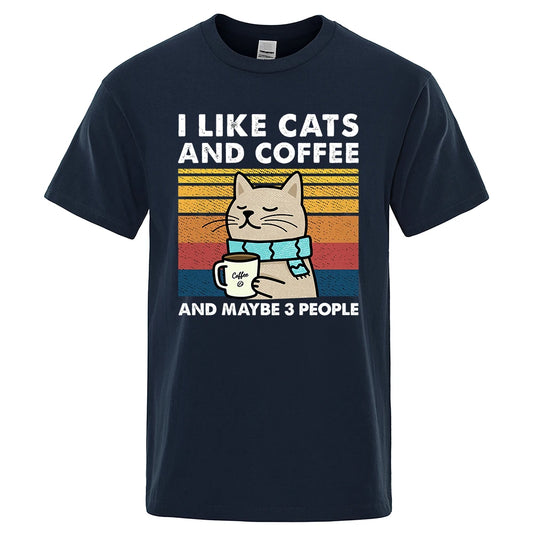 Cats, Coffee & Chill – Funny Street Tee for Everyday Vibes!