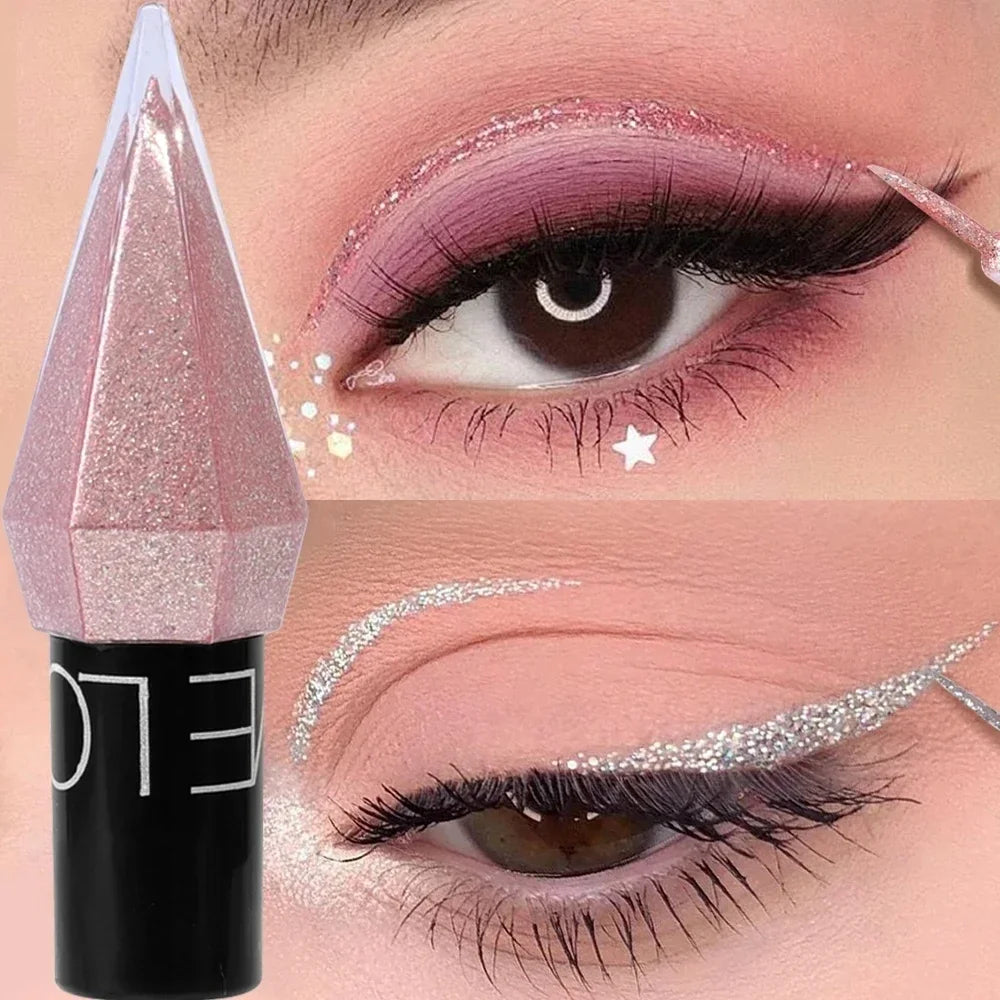 Diamond Shiny Eye Liners Eyeshadow Waterproof Silver Rose Gold Color Glitter Sequins Eyeliner Eye Shadow Makeup Beauty Cosmetics