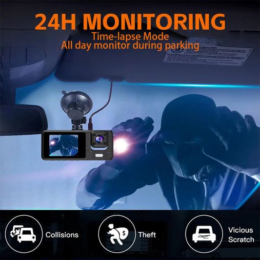 Dash Cam For Car 3 Channel Driving Recorder 1080P WIFI Recorder Front Rear Infrared Night Vision Reversing Image For Blind Spot