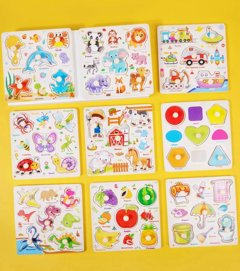 Montessori Baby Toys Wooden 3d Puzzle Cartoon Animal Intelligence Jigsaw Puzzle Early Learning Educational Toys for Children