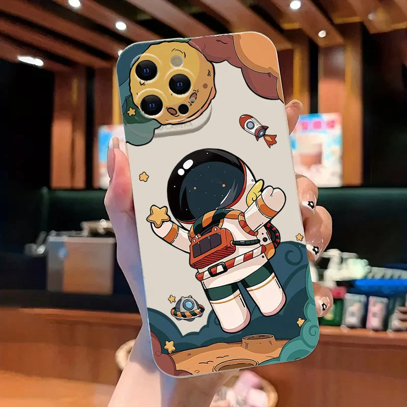 Cartoon Astronaut Phone Case For Xiaomi 13 12 11 Lite 5G 14 14T 13T 12T 12X Poco X7 X6 X5 X3 F5 F6 M6 Pro Shockproof Soft Cover