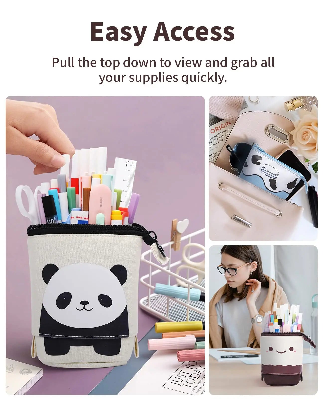 Kawaii Telescopic Standing Pencil Case – Spacious Pop-Up Pen Holder & Portable Pouch for School, Study & Desk Setup