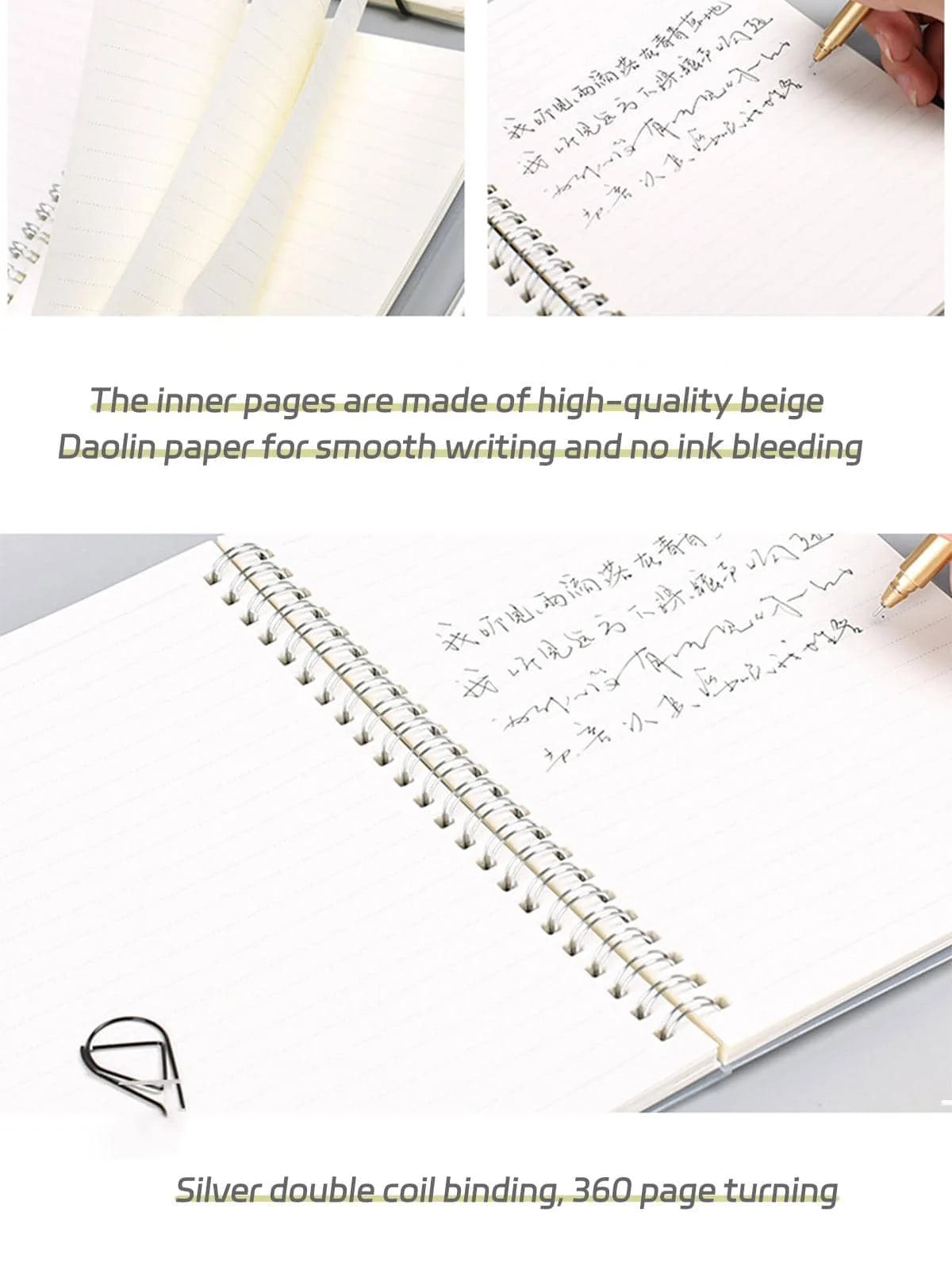 B5/A5/A6 Coil Notebook 80 Pages Matte Cover Horizontal Line Square Hand Ledger Thickened Paper School Office Supplies Stationery