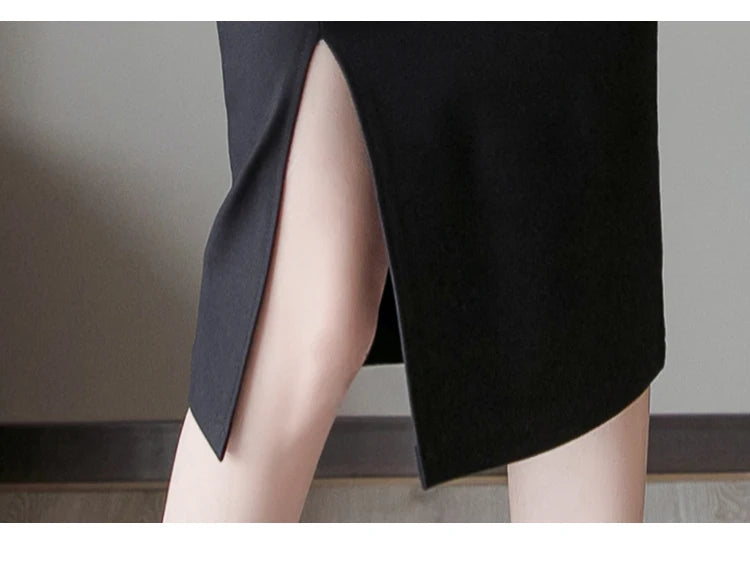 Seoulish 2024 New Spring Summer Mid length Women's Skirt Elegant Office Lady Style Solid Split Mid Length Skirts Female
