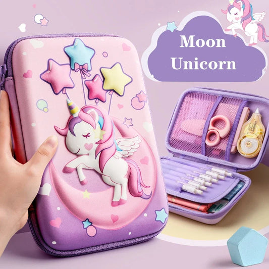 3D EVA Unicorn Pencil Case – Cute Cartoon Stationery Box for Girls, School Supplies, Gifts & iPad Storage