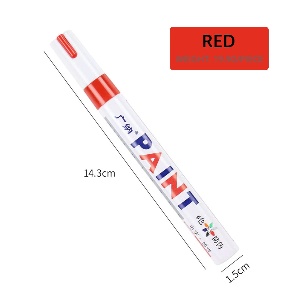 1Pc Car Oily Painting Pen Waterproof Permanent Graffiti Touch Up Tyre Marker Auto Rubber Tire Tread Mark Pen for Bike Cars Metal