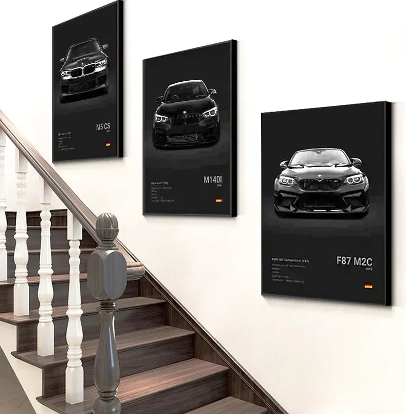 Car Luxury Sports Car Wall Art Poster Black And White Canvas Painting Wall Art Poster M5 M3 GTR M140 Living Room Home Decor Gift