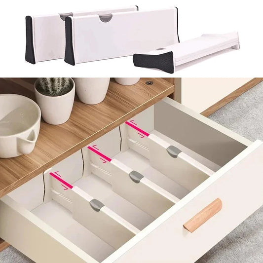 4 Pack Drawer Dividers Organizer Retractable Adjustable Storage Drawer Partition Holder Clapboard Kitchen Organizer Household