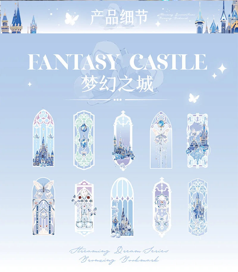 Fluorescent Dream Bookmark Set – 10pcs Kawaii PVC Page Markers & Message Cards for Stationery Lovers