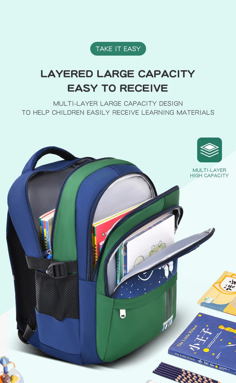 AstroPack School Backpack – Waterproof Laptop Bag for Boys Ages 6–12, Grades 1–6