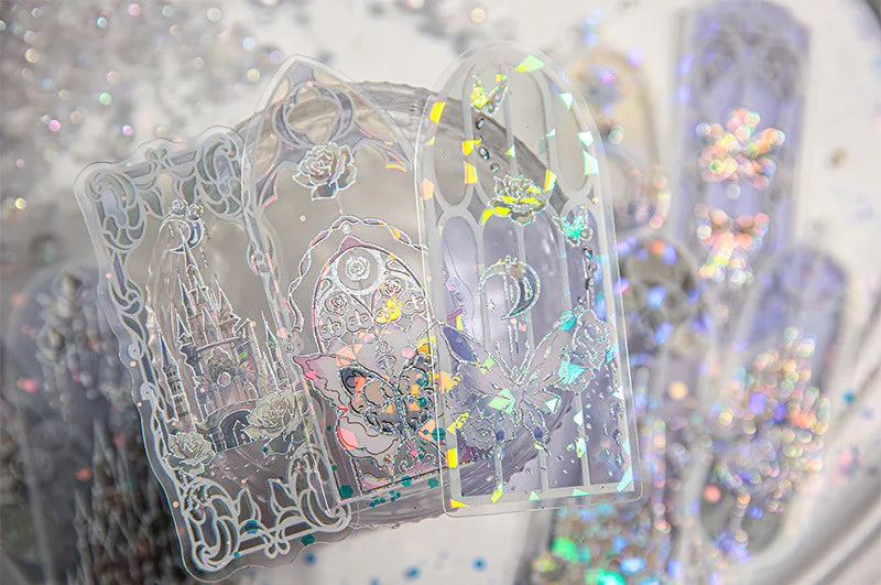 Fluorescent Dream Bookmark Set – 10pcs Kawaii PVC Page Markers & Message Cards for Stationery Lovers