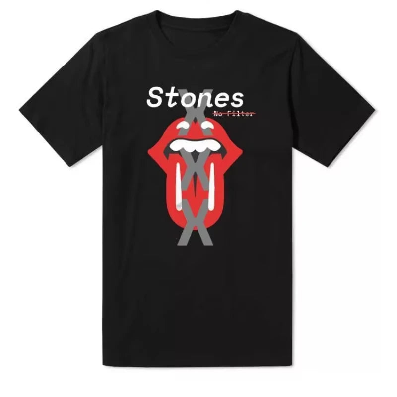 2025 Summer European and American Rock Punk The Rolling Stones T-shirt Summer Cotton Round Neck Short Sleeve Fashion Men's Tee