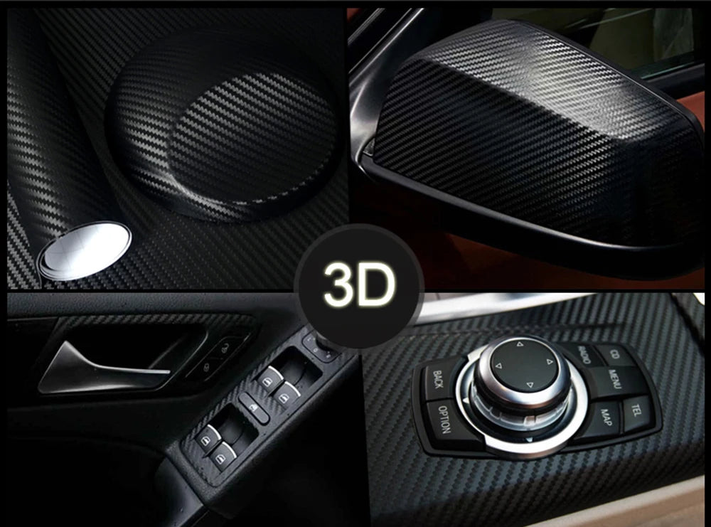 30*127cm Car Stickers and Decals 3D Carbon Fiber Vinyl Wrap Sheet Roll Protective Custom Film Auto Styling Exterior Accessories