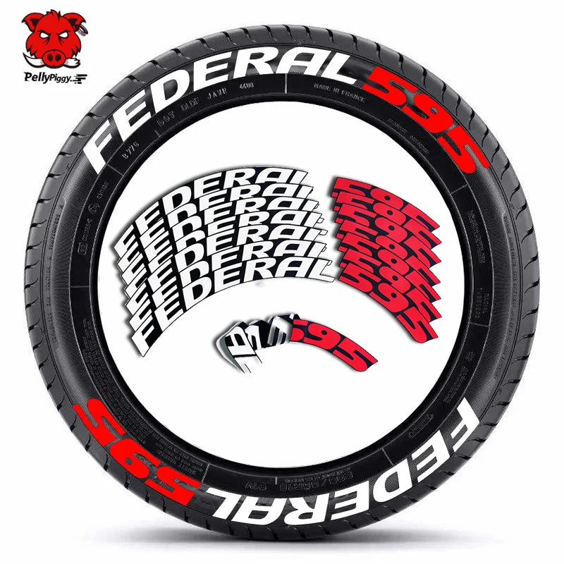8pcs Car Tire Decals Car Tuning Universal 3D Permanent PVC Conjoined Letter Decals kit