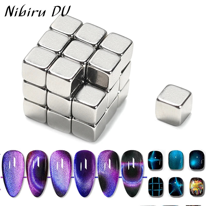 27PCS Nail Art Magnet Kit – Cube, Chessboard & Starlight Tools for Cat Eye Gel Polish Effects