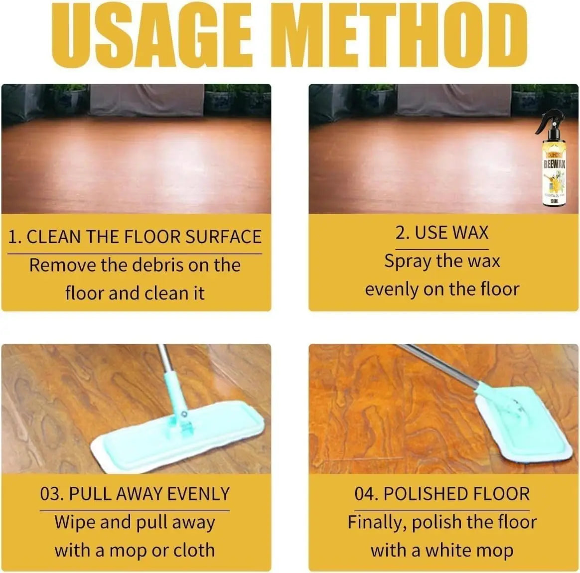 Portable Natural Micro-Molecularized Beeswax Spray Repair Polishing Suitable For Floor Furniture Waterproof Brightening Wax