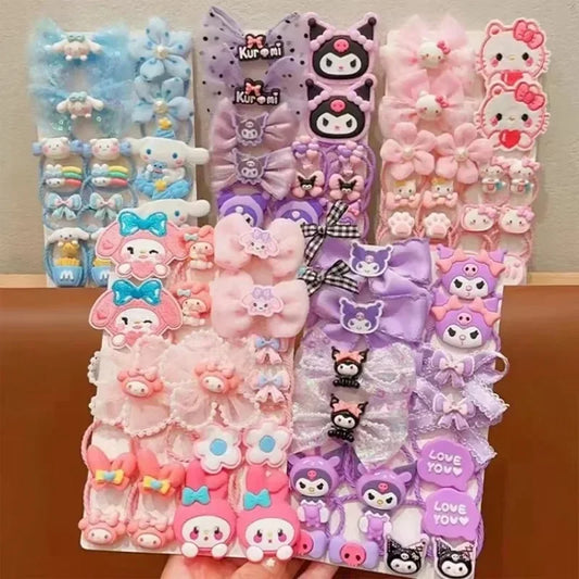 18-Piece Kuromi Hair Set – Cute Bows & Fun Clips for Kids!