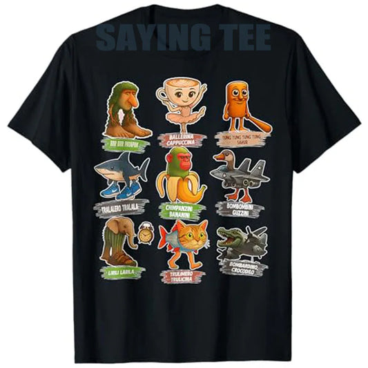 Italian Brainrot Meme Funny All Brainrot Animals Humor T-Shirt Cute Y2k Design Graphic Outfit boys fashion Novelty Gift