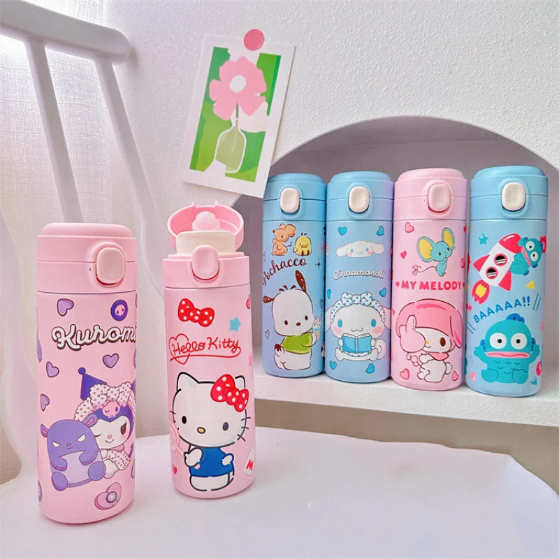 MINISO 420ML Cartoon Thermos – Cute Stainless Steel Water Bottle for Students, Girls & Kawaii Stationery Fans