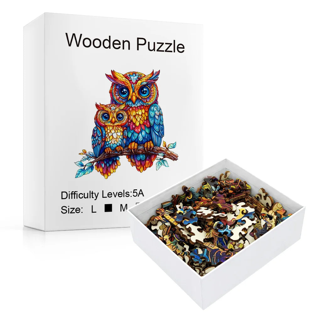 Wooden Puzzles for Adults - Embossed Owl Wooden Jigsaw Puzzle: Unique Shape, Premium Craftsmanship | Ideal Family Gift & Wall Ar