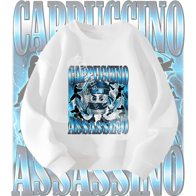 Italian Brainrot Graphic Sweatshirt Bombardiro Crocodilo Funny Meme Kids Clothes Italian Brainrot Fashion Children's Clothing