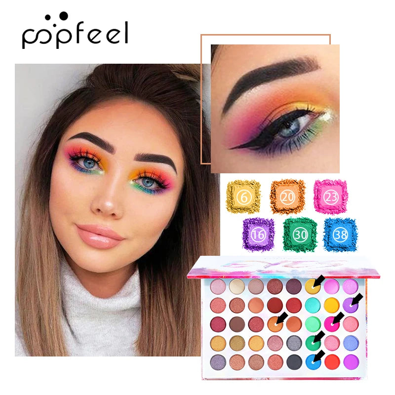 POPFEEL Color Studio Eyeshadow Palette, Highly Pigmented 40 Shades Matte and Shimmers Makeup Palette, Waterproof Blendable