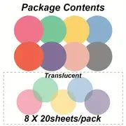 160 Pack Round Fluorescent Sticky Notes, Waterproof Durable Notes, Multipurpose Bookmark & Page Flags