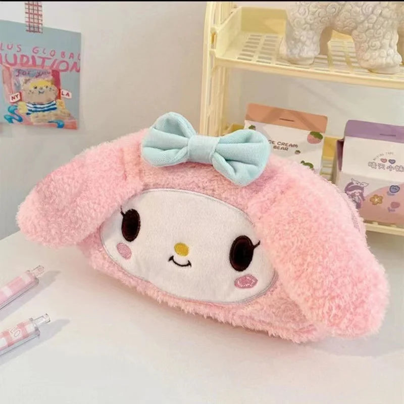 Sanrio My Melody Heart-Shaped Plush Pencil Case – Fashionable Pink Kawaii Stationery for Girls & Large Capacity Organizer