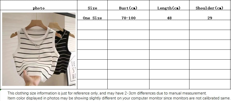 New waistcoat women wear striped wide edge temperament summer top short knit sleeveless bottom shirt