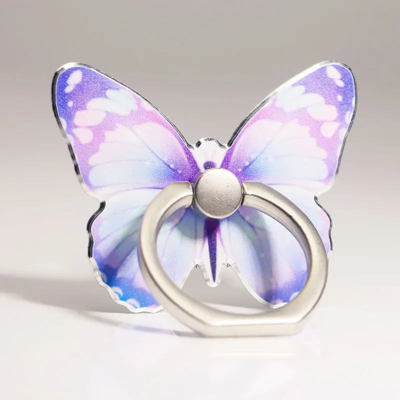 Universal Mobile Phone Luxurious Butterfly Finger Ring 360° Rotation Holder Folding Metal Stand Back Sticker Bracket for iPhone
